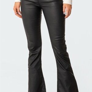 Edikted Black faux leather Boot Cut Flare Pants Size XS 33 inseam